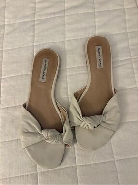 Saks Fifth Avenue ivory Knotted Slide Mules